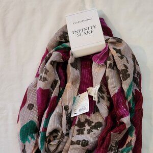 Croft & Barrow Infinity Scarf floral pink gray green sequins NWT